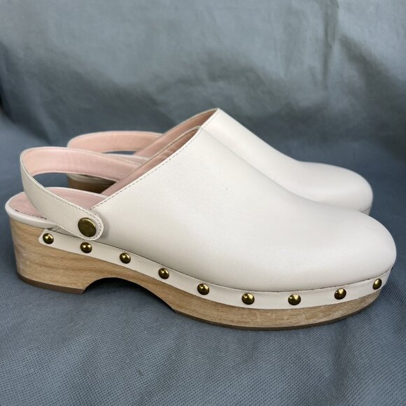 J. Crew Women’s Size 9.5 Ivory Grace Leather Convertible Clogs Shoes BA188 - Picture 1 of 13